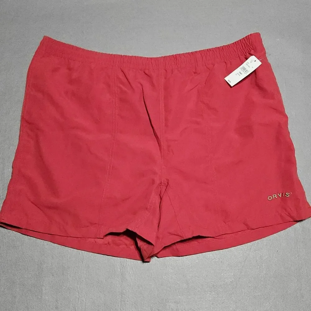 Orvis Swim Shorts Men's XL Mesh Lined Drawstring Red Board‎ Trunks NEW